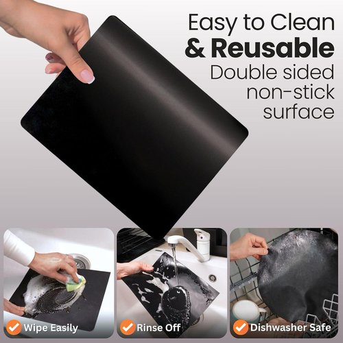 Buself Toaster Oven Liner - Nonstick & Heat Resistant Reusable Air Fryer Liners | 9x11", 2 Pack, Black