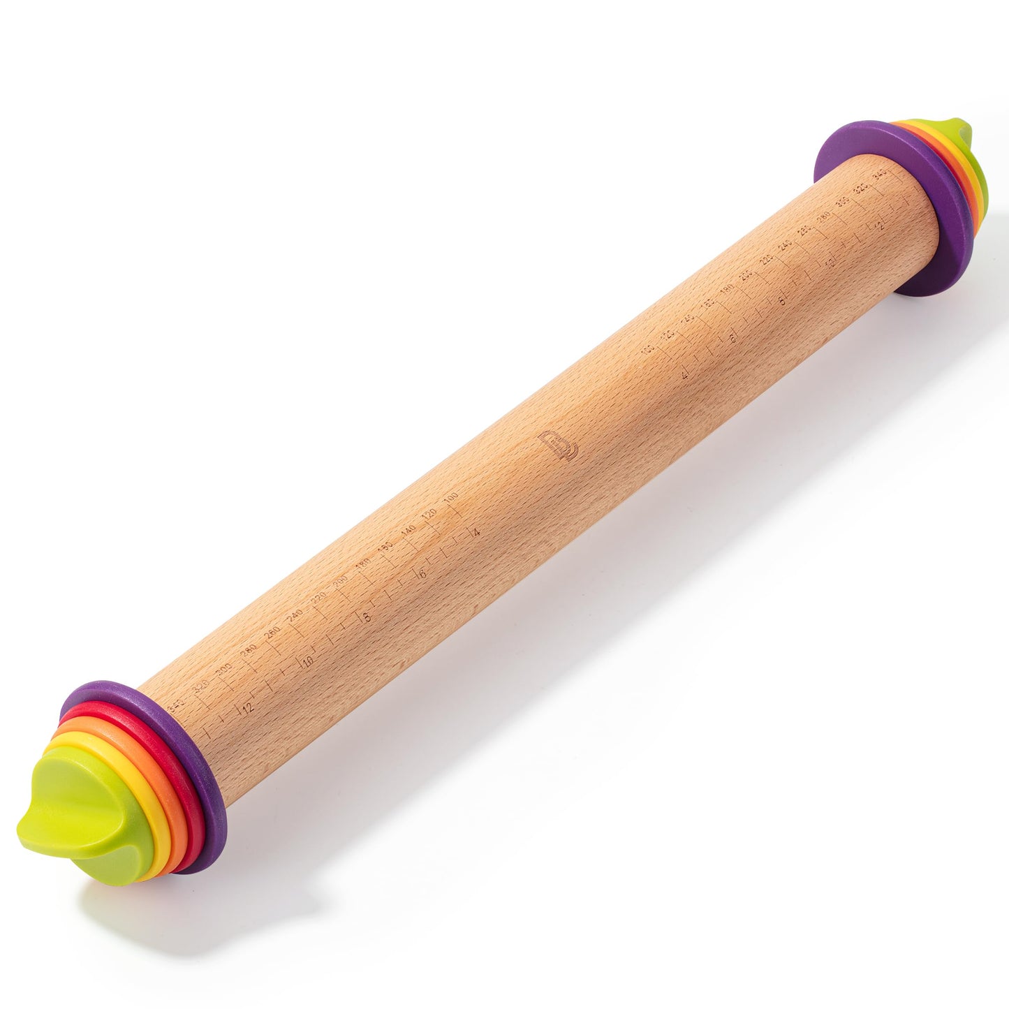 BAMBOO LAND- Adjustable Rolling Pin with Thickness Rings for Baking, 13.8", 4 Colorful Thickness Rings (2-10 mm or 1/16"-3/8"), Wood Rolling Pins for Baking, Bread, Pizza Doughs