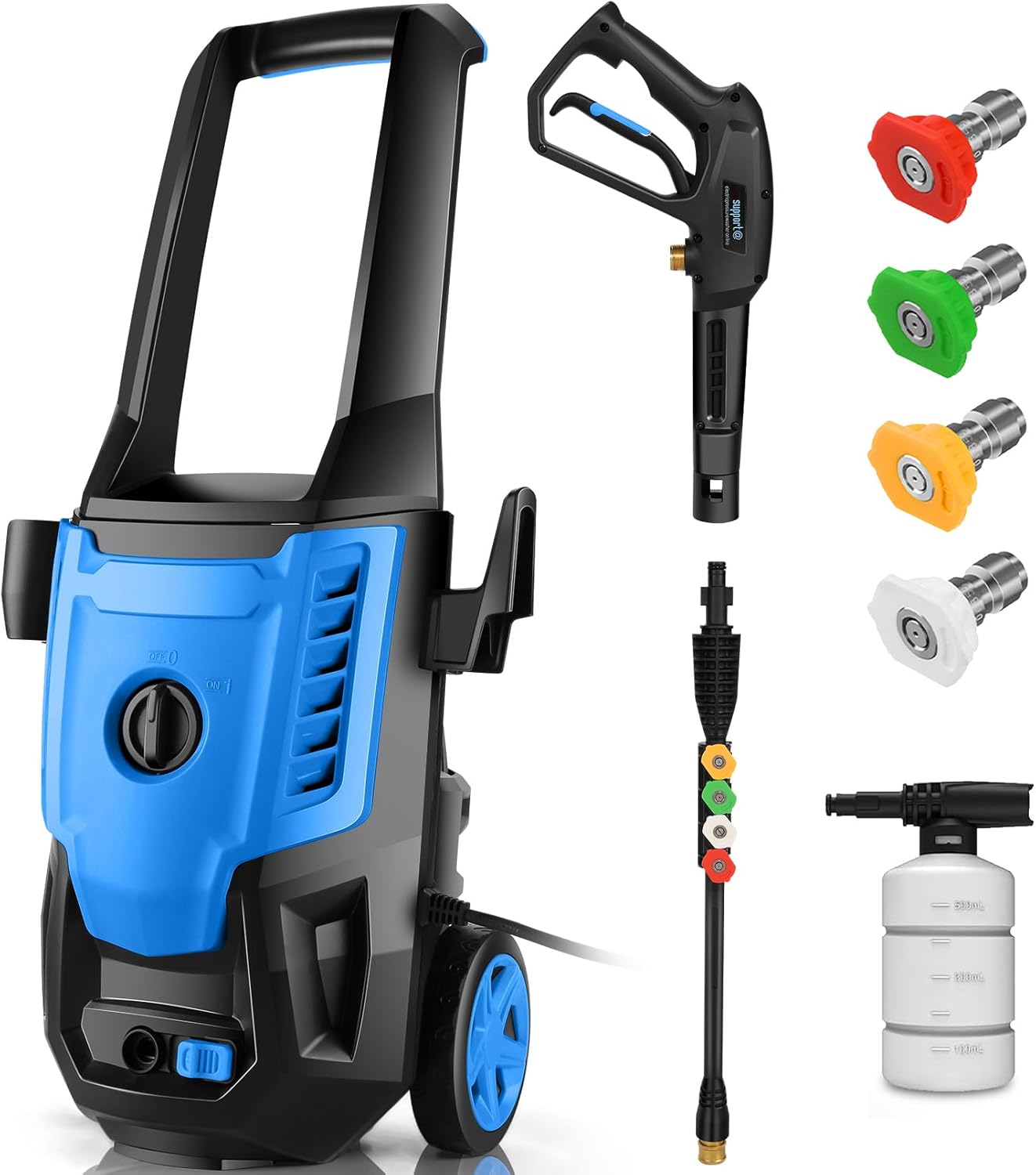 Skiennix Electric Pressure Washer - 5000 PSI Portable Power Washer with 4 QC Nozzles & Foam Cannon - Deep Blue