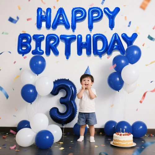 Dark Blue Happy Birthday Balloon Banner Set -16 Inch Foil Letters Balloons, Reusable Birthday Decorations and Party Supplies, Suitable for Men and Women's Birthday Decorations，Party Backdrop