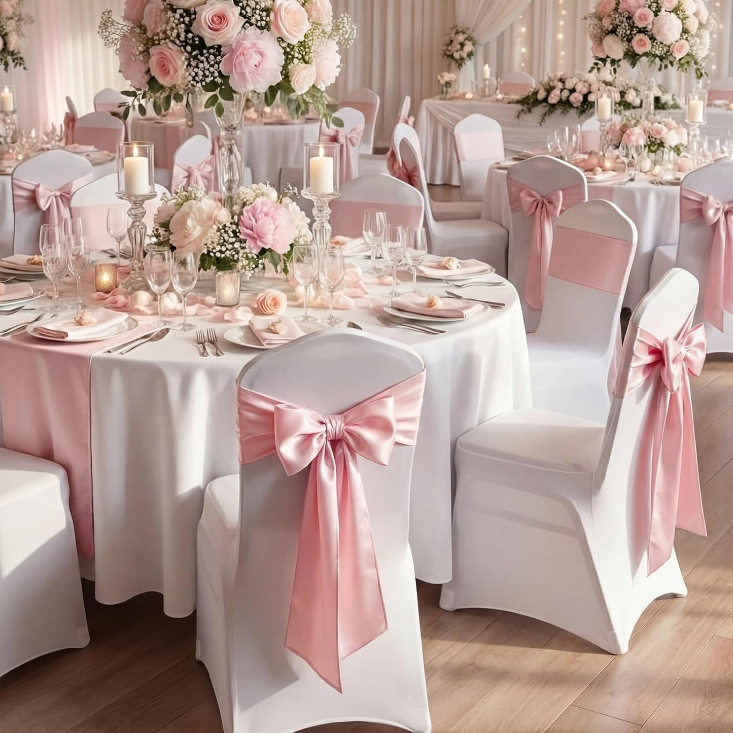 Suncalla Large Pink Satin Bow Decorations - 3 Pcs 2 ft Hanging Wall Decor for Weddings & Parties