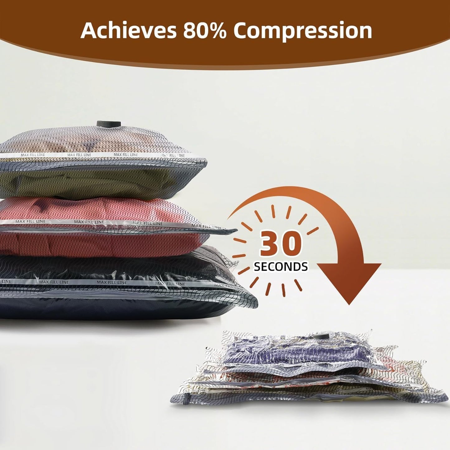 Skiennix Travel Vacuum Storage Bags - 9 Pack Carry-On Size for Luggage | Space Saver for Clothes