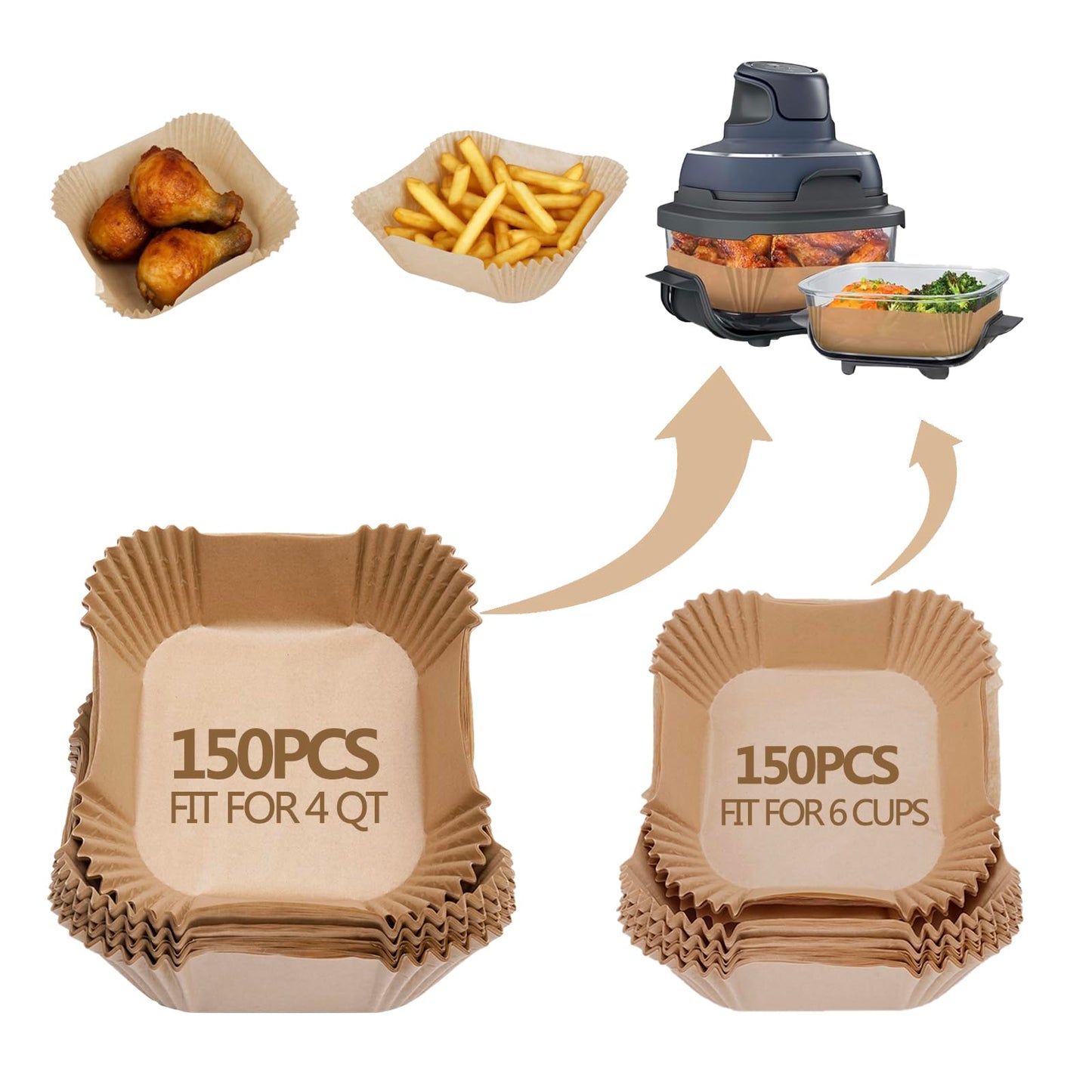 300PCS Air Fryer Liners disposable for Ninja Crispi,Air Fryer Accessories for Ninja Crispi 4-in-1 Portable Glass Cooking System,Suitable for Ninja Crispi Containers