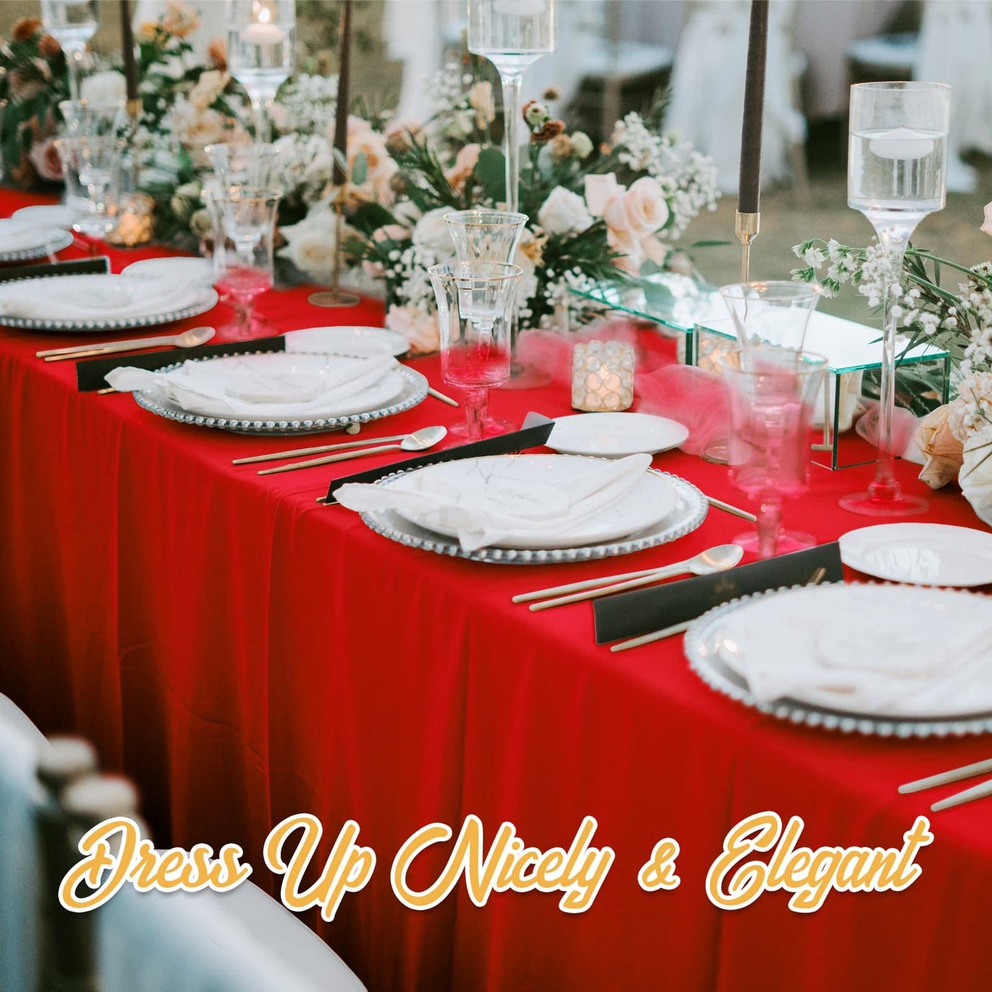 BRILLMAX 6 Pack Red Tablecloths 60 x 102 Inch for 6ft Rectangle Tables - 150 GSM Polyester Fabric, 15" Standard Drop, Water, Stain & Wrinkle Resistant Cloth Cover for Wedding Banquet Dining Buffet