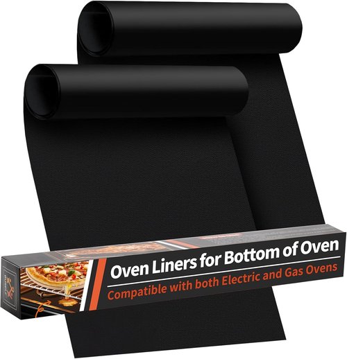 Heavy Duty Oven Liners by [Brand Name] - 2 Pack Reusable Mats, 17"x25", BPA & PFOA Free, Black