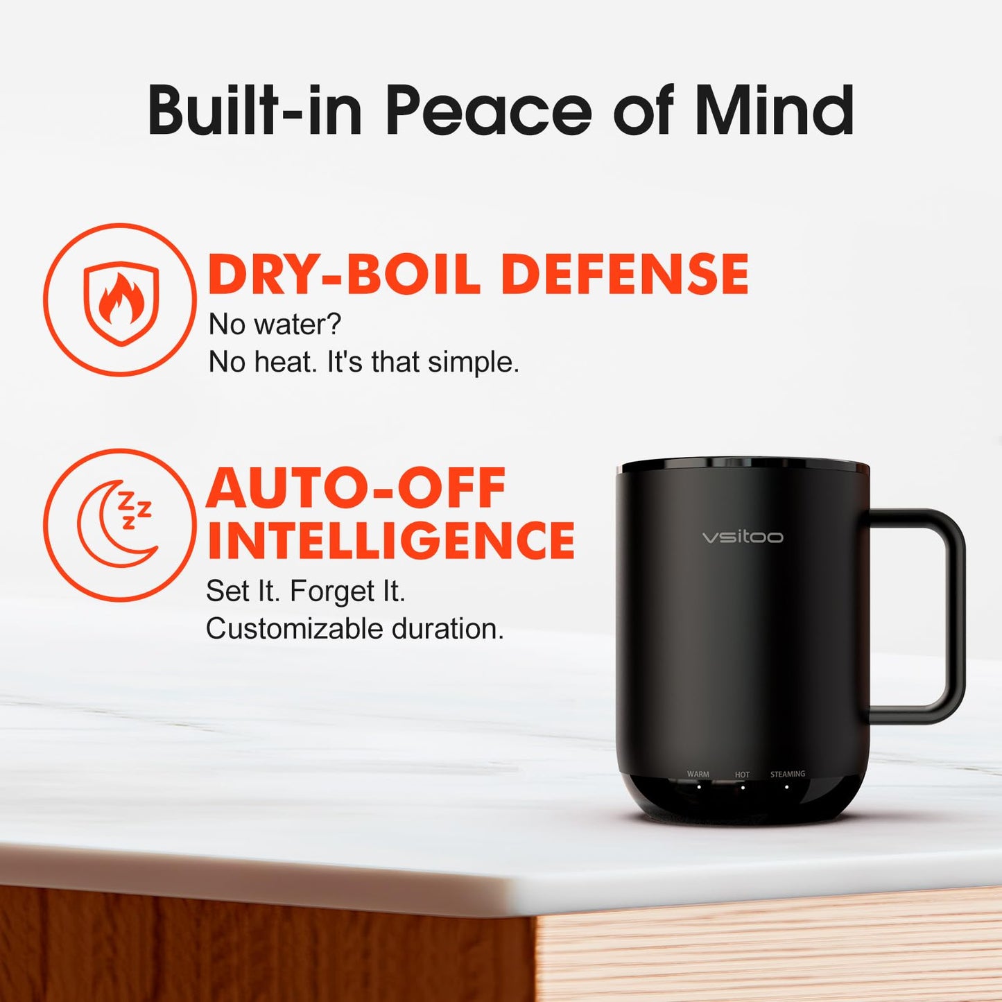 Vsitoo S3 Plus 14oz Heated Coffee Mug - Temperature Control Smart Mug with Mug Warmer, Auto-Sensing AI Heats Drinks to 120-150°F Hands-Free.Ideal for Home/Office/Gifts, Tan