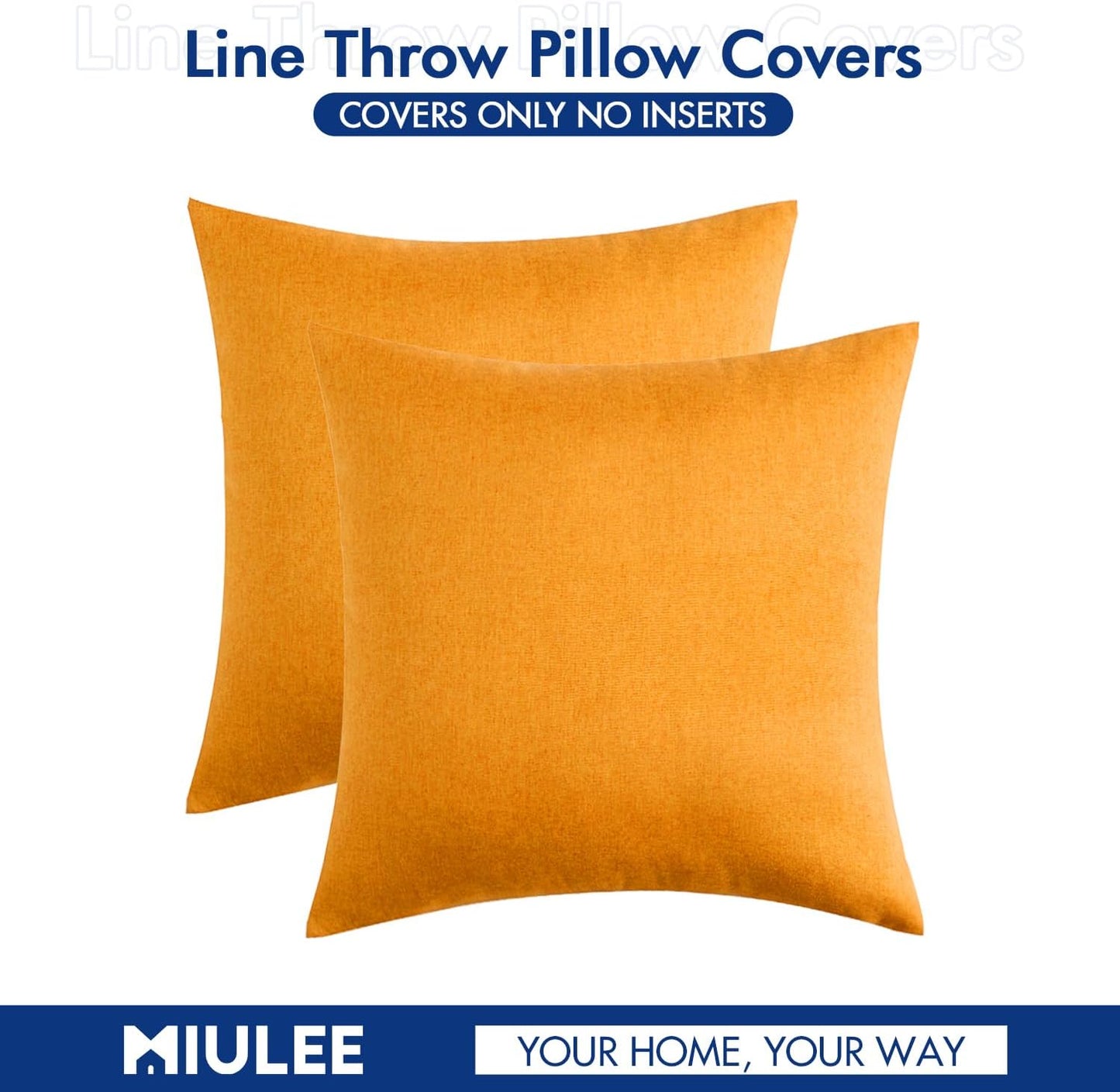 MIULEE Decorative Outdoor Throw Pillow Covers - Waterproof Faux Linen Cushion Cases | 20x20 Inch, Pumpkin Orange (Pack of 2)