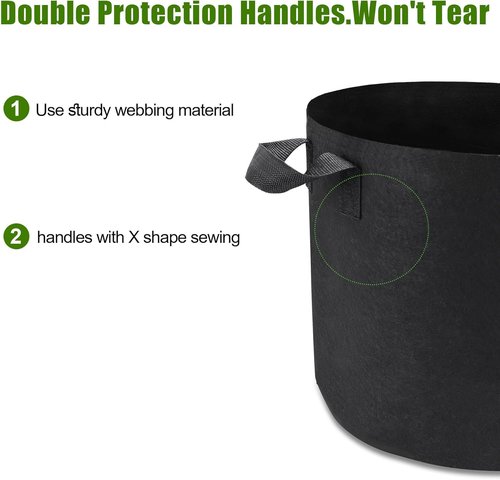 Grow Bags 24-Pack | 3 Gallon Heavy Duty Aeration Fabric Pots with Handles for Gardening