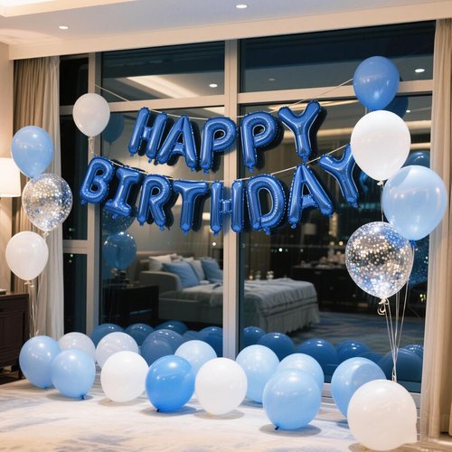 Happy Birthday Balloon Banner Set by [Brand Name] - 16 Inch Dark Blue Foil Letters | Reusable Party Decorations