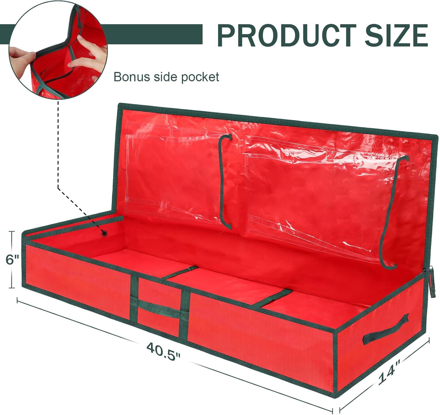 Regine Switzerland Christmas Gift Wrapping Paper Organizer - Durable Plastic Storage Bags for Holiday Supplies | Under Bed Storage (Red)