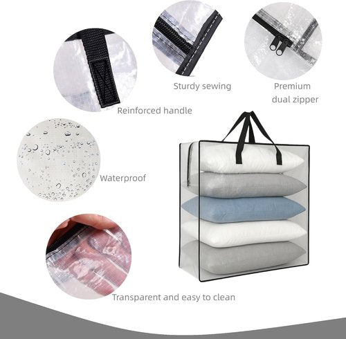 Clear Storage Bags by [Brand Name] - 2 Pack Zippered Organizers for Blankets, Clothes & Bedding