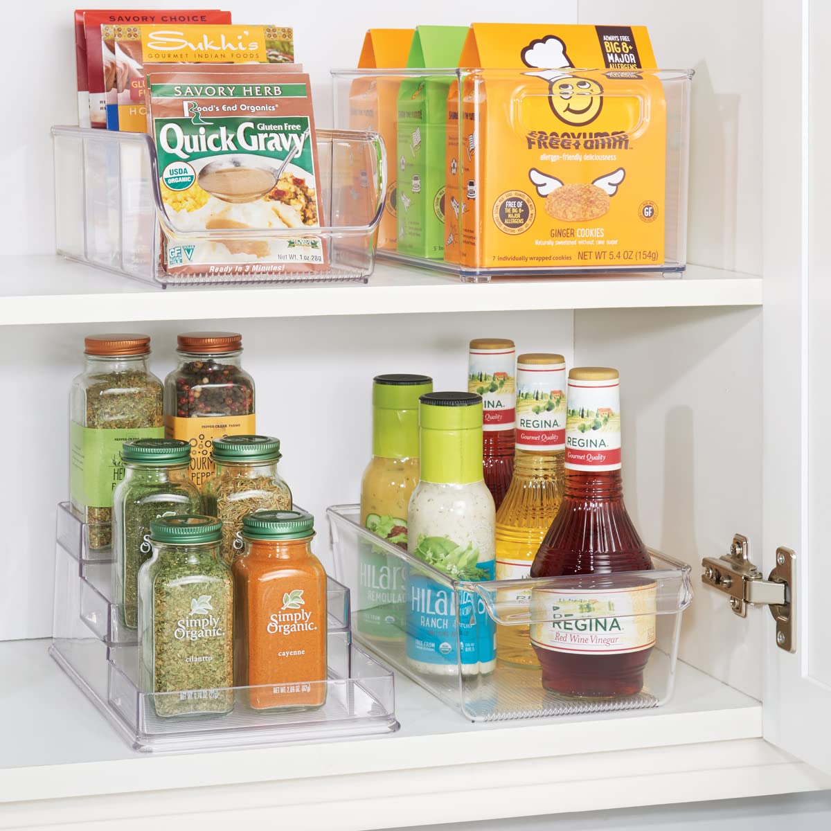 iDesign Recycled Plastic 3-Tier Stadium Spice Rack Organizer for Kitchen, Fridge, Freezer, Pantry and Cabinet Organization, The Linus Collection – 14" x 10" x 4", Clear