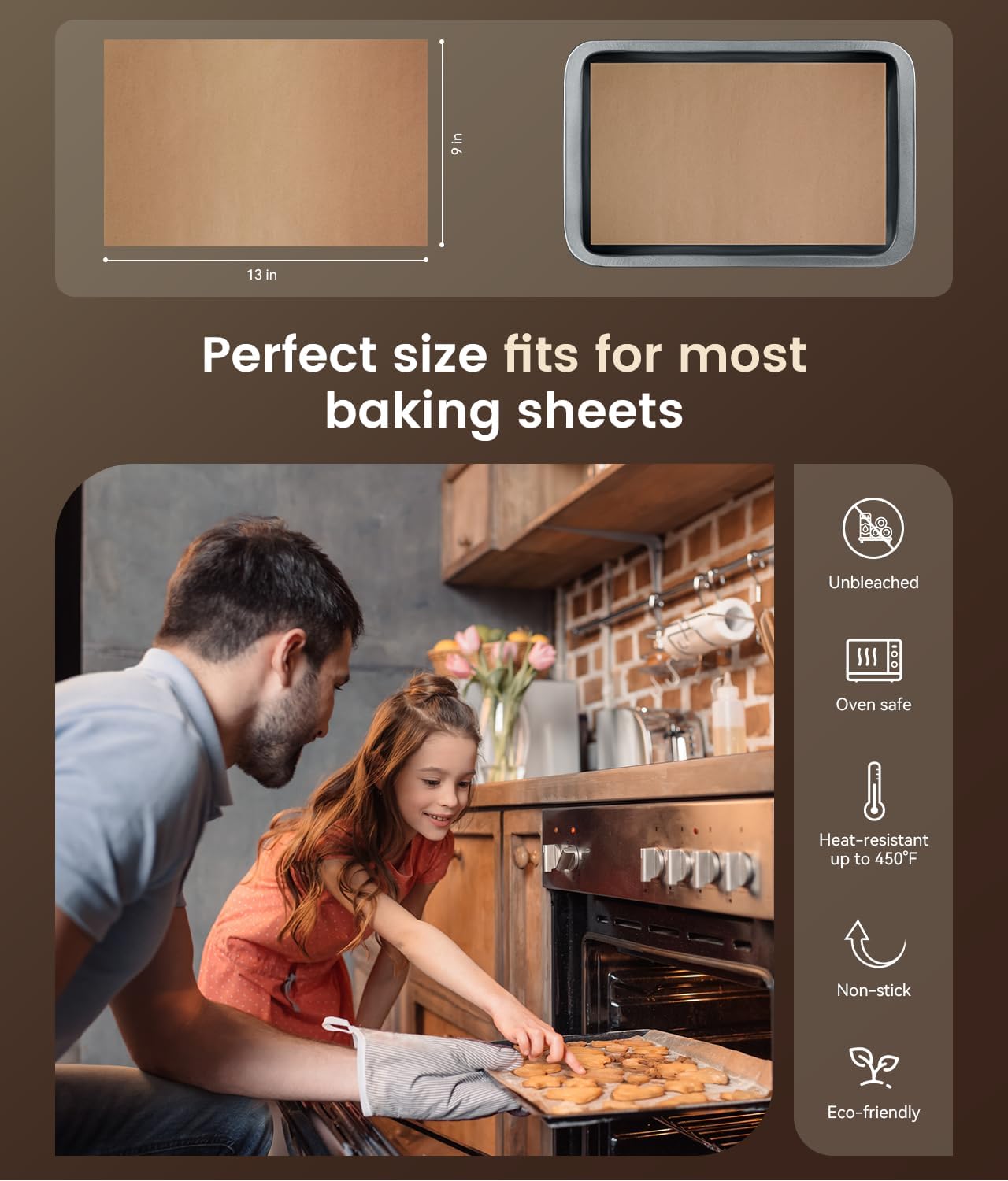200 Pcs Unbleached Parchment Paper Sheets - Non-Stick 9x13 In for Baking, Grilling & Air Frying