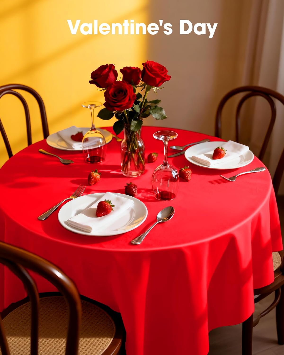 Pureegg Disposable Plastic Table Cloths - 84'' Round, Leakproof & Sturdy, Perfect for Holidays & Events - Red (8 Pack)
