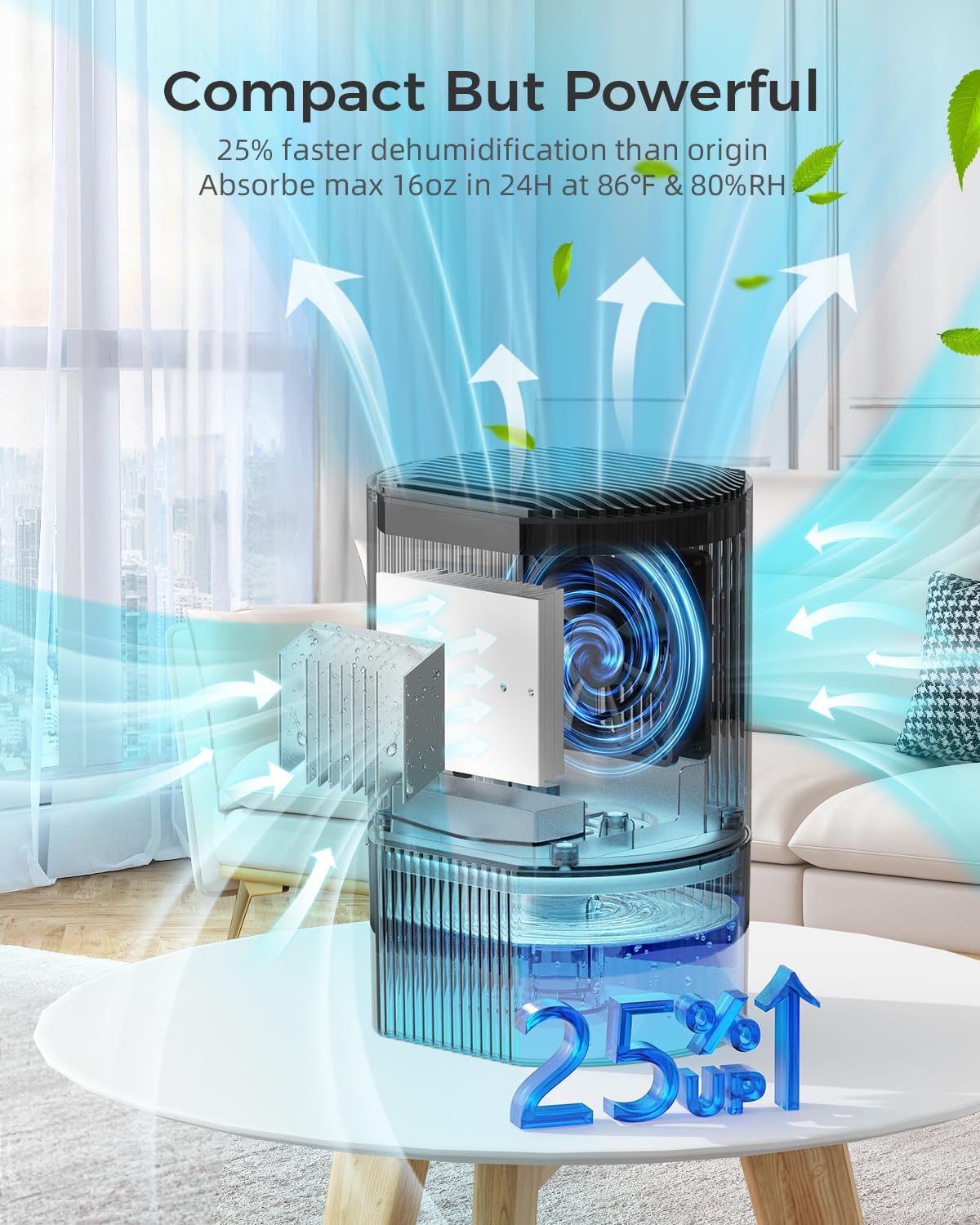 Skiennix Portable Dehumidifier - Ultra Quiet, Energy Saving with Auto Shut Off | 35 OZ for Home, Office, RV