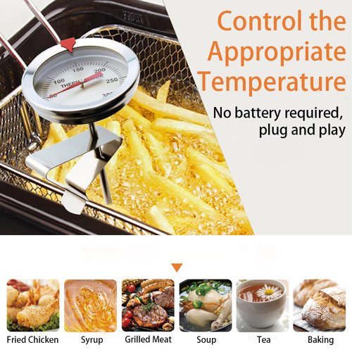 EWUVP Stainless Steel Meat Thermometer, 12" Deep Fry Thermometer with Instant Read, 2in Extra-Large Dial Food Thermometer for Cooking, Temperature Probe for Baking, Candy, Oil, Steak Gadgets