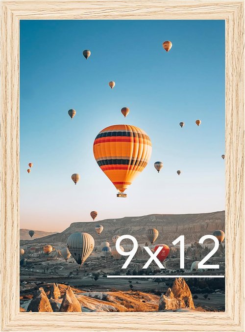 JCJMY 9x12 Picture Frame - Versatile Wall Hanging Design with Shatter-Resistant Plexiglass | Natural Finish