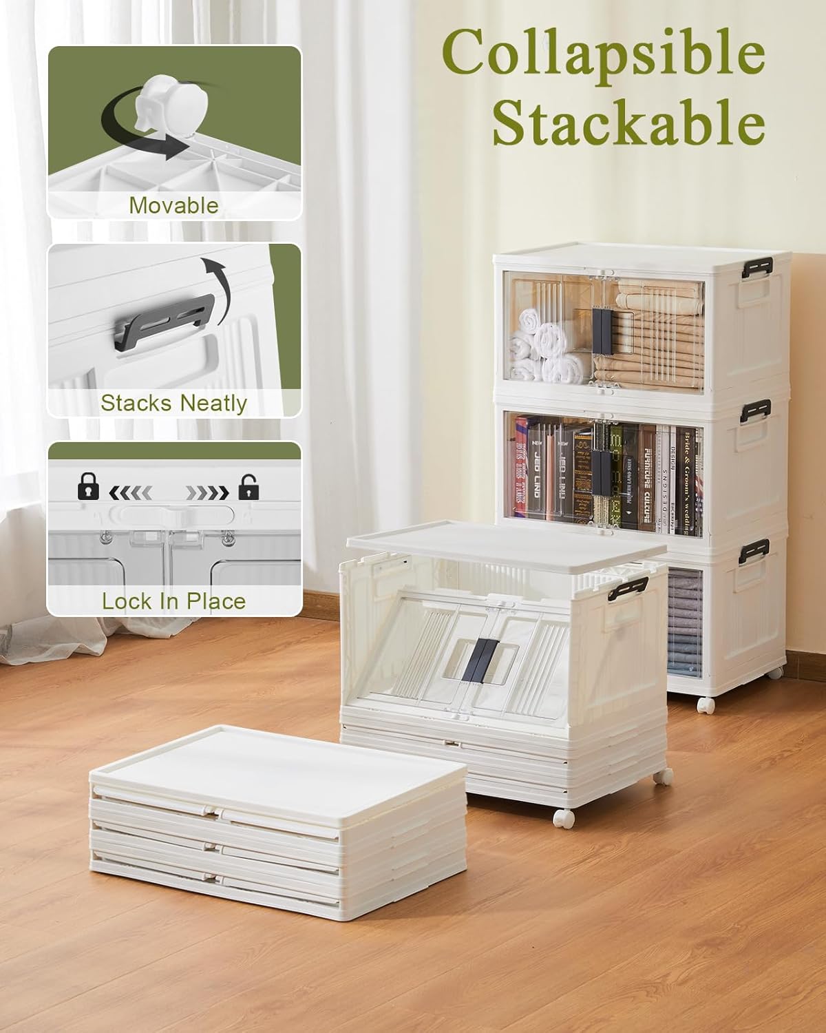 OlarHike 48QT Storage Bins - 3 Pack with 8 Packing Cubes for Organized Travel & Home Storage