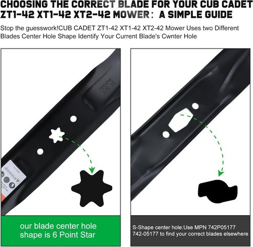 Grasscool Mower Blades - High Lift Replacement for Troy Bilt Bronco & Cub Cadet 42" Tractors