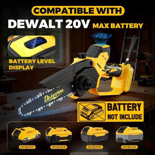 Dewalt Cordless Mini Chainsaw - 6 Inch & 8 Inch Brushless Electric Pruning Saw | Auto Oiler Included