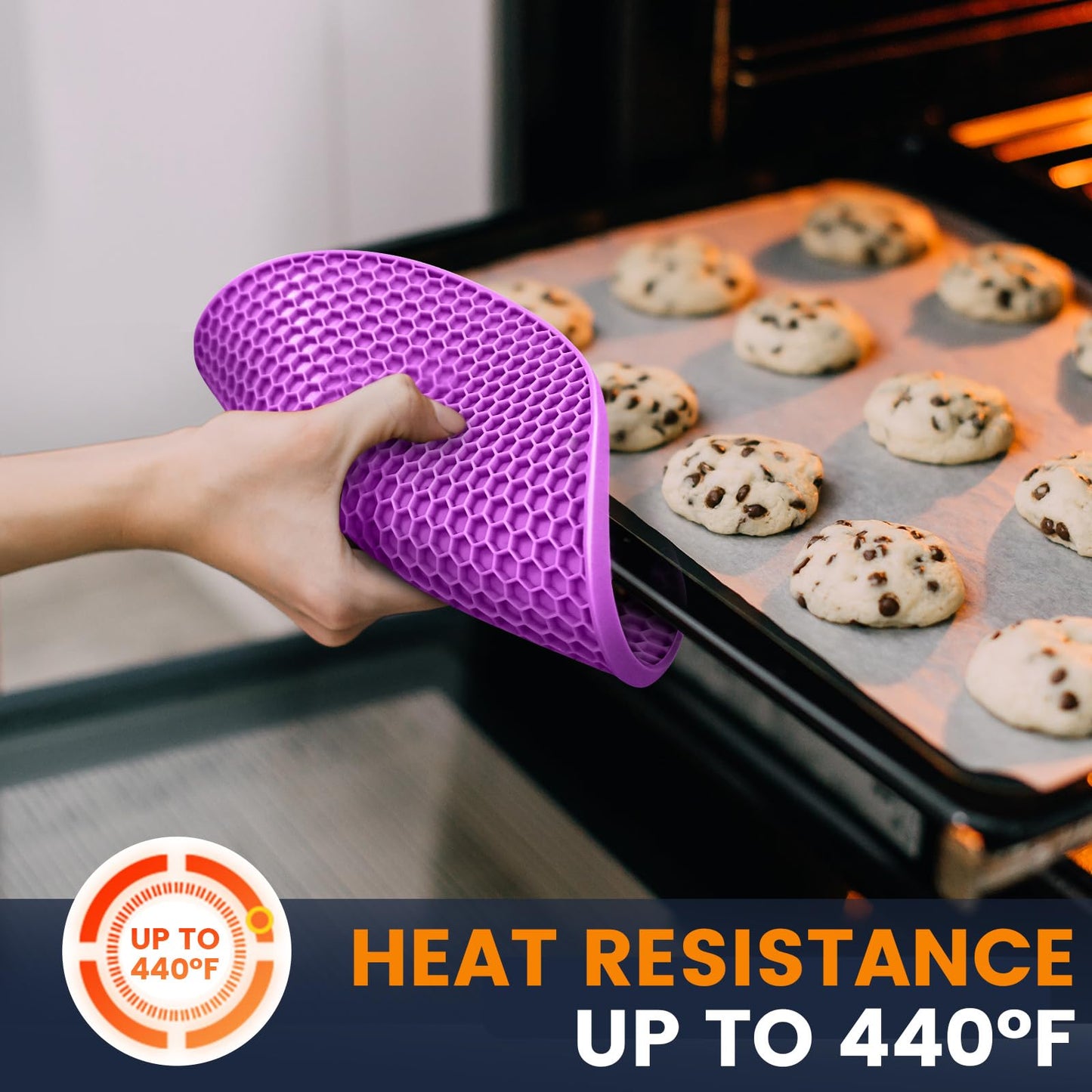 Silicone Trivet Mats 4 Heat Resistant Pot Holders Multipurpose Non-Slip Hot Pads for Kitchen Potholders, Drying mat, Jar Opener, Spoon Holder, Coaster(Violet)