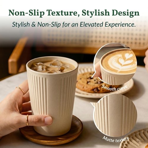 Homienly Drinking Glasses Wheat Straw cups,Unbreakable Alternative to 12oz Plastic Cups,Stackable and Lightweight Cups for Juice,Iced coffee-Colorful