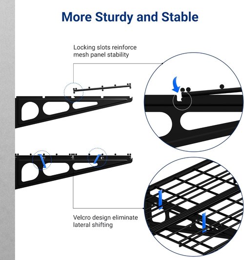 FLEXIMOUNTS Heavy Duty Garage Shelving - 2-Pack 24"x72" Wall Mounted Storage Rack | 1400lbs Capacity, Black
