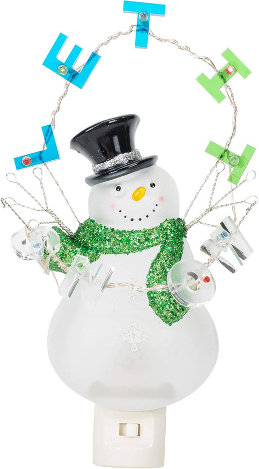 8-Inch Plug-in LED Snowman Christmas Night Light – Let It Snow Flicker Effect