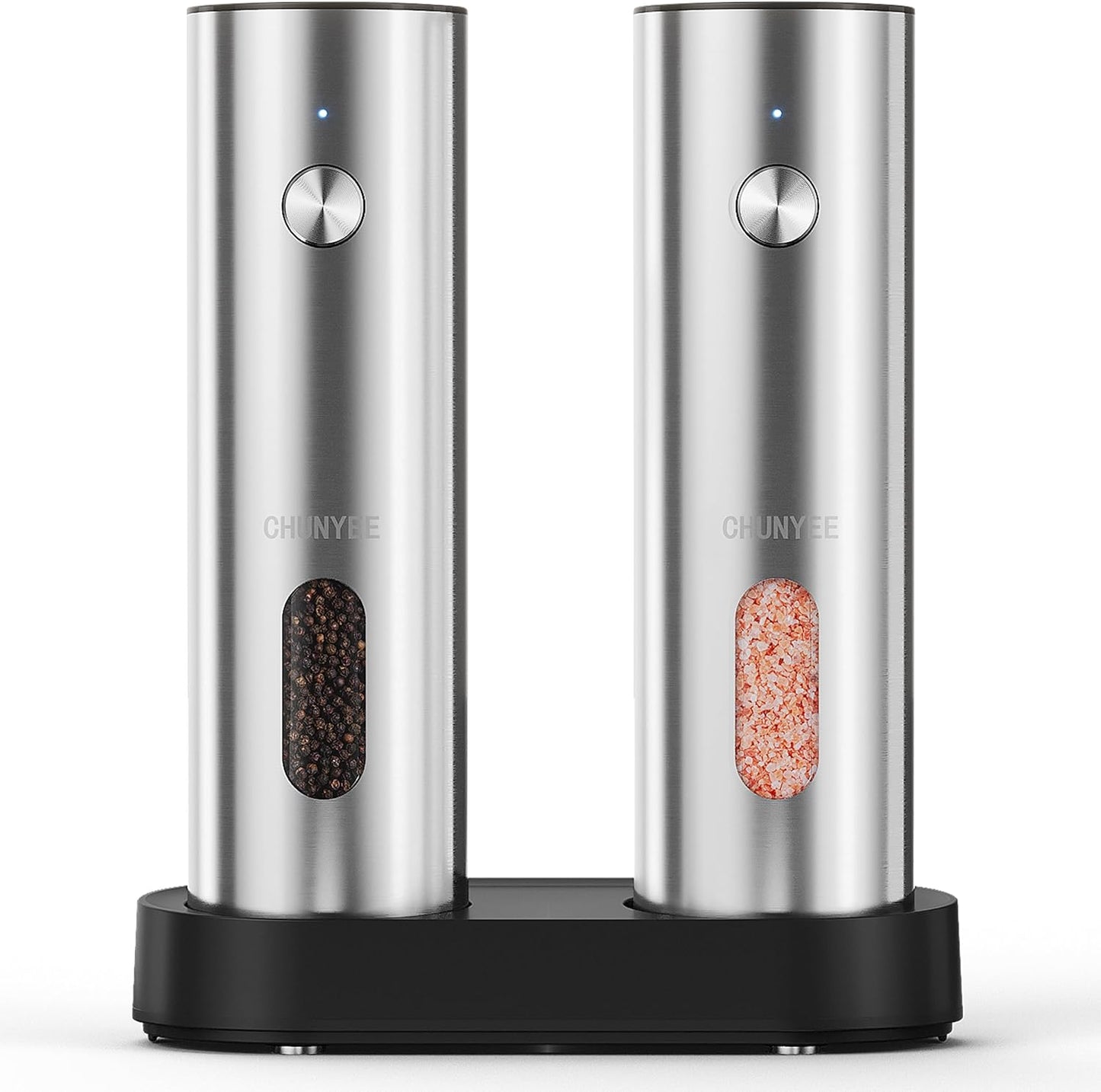 Skiennix Electric Salt and Pepper Grinder Set - Rechargeable, Large Capacity, LED Light & Adjustable Coarseness for Kitchen & BBQ