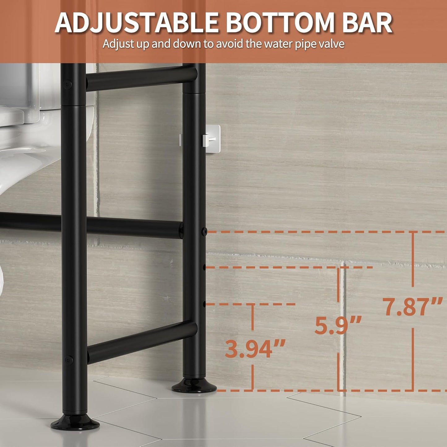 Regine Switzerland 3-Tier Over The Toilet Storage - Freestanding Metal Bathroom Shelves in Black