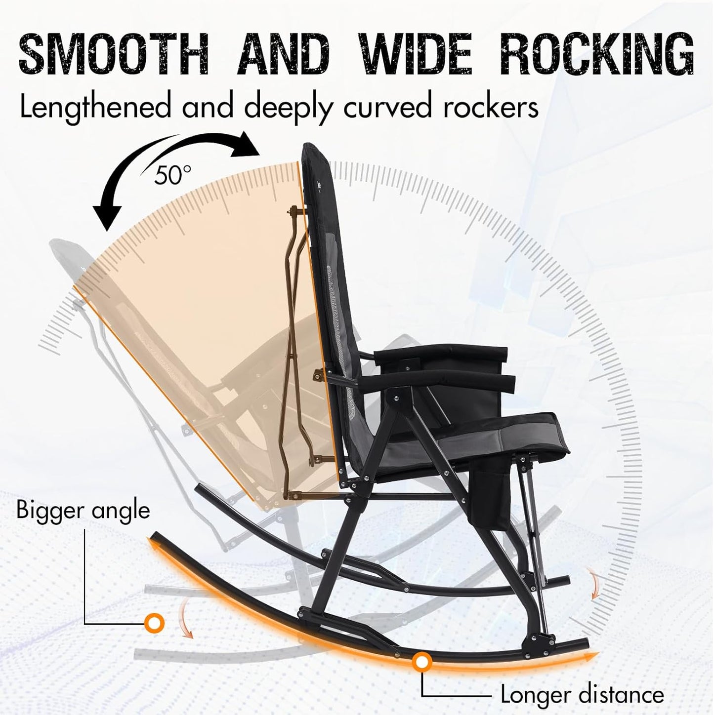 PORTAL Oversized Folding Rocking Camping Chair - Portable Outdoor Rocker with High Back & Carry Bag, Supports 400 lbs