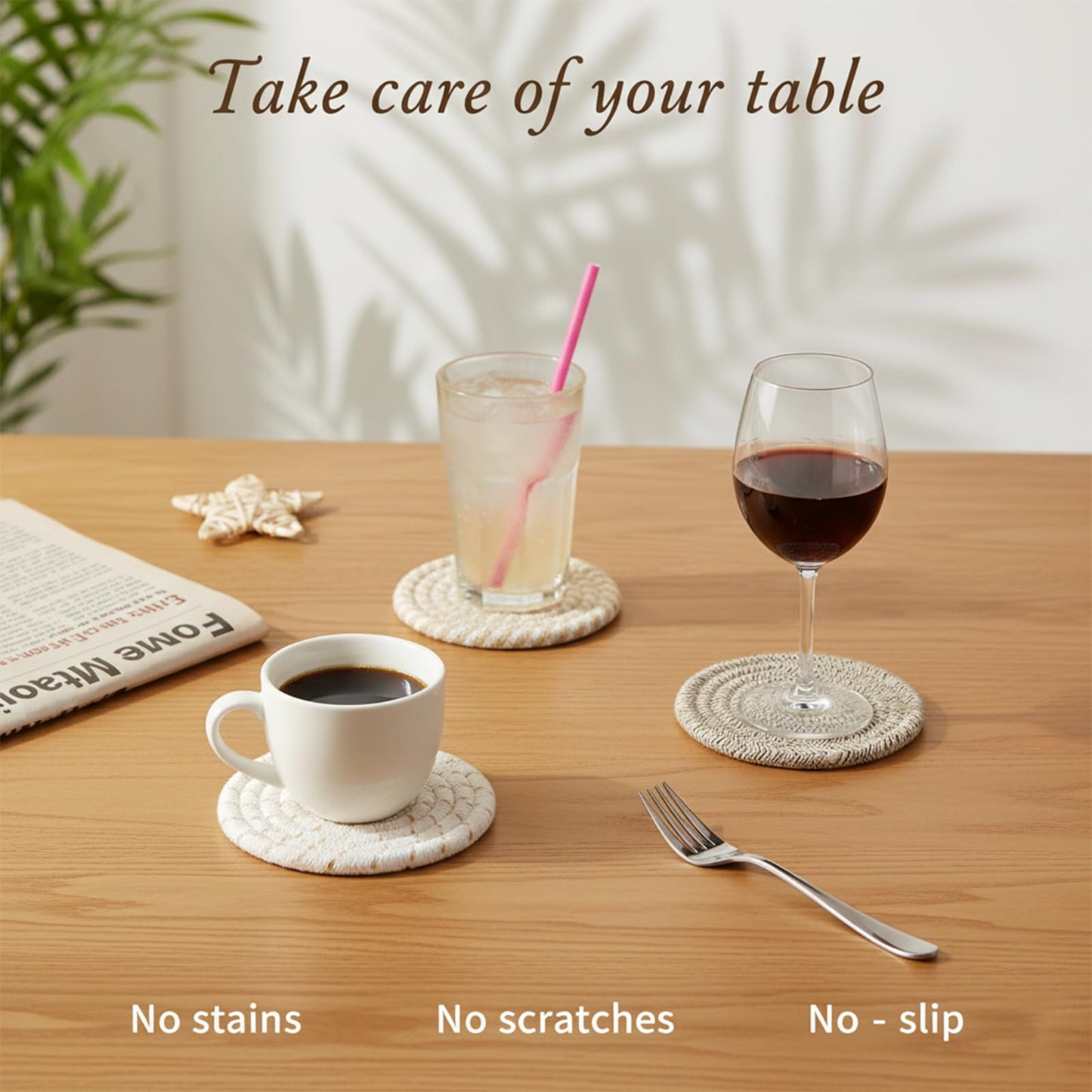 ZEXOLAP Drink Coasters Set of 8 with Holder – Cotton Woven Absorbent Coasters, 4 Colors for Coffee, Beer, Drinks & Tabletop Protection