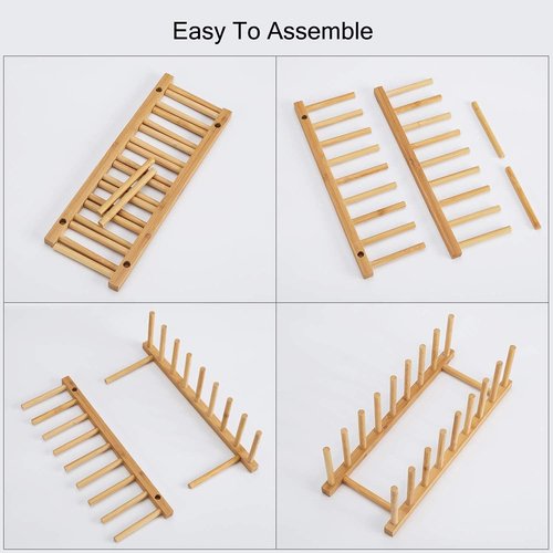 HBlife Bamboo Drying Rack - Versatile Kitchen Organizer for Plates, Cups & Pots | Space-Saving Design