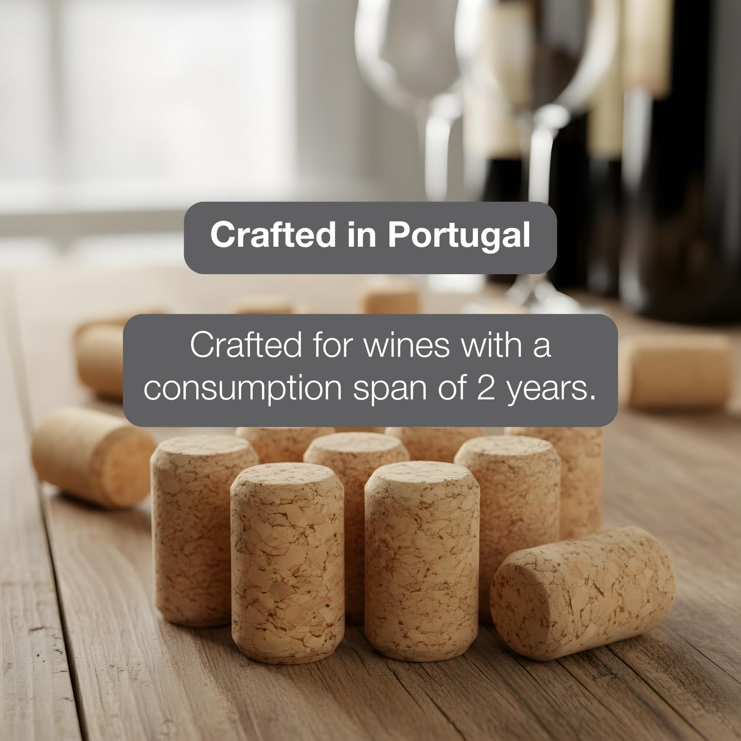 ABC Cork Co. 100 Corks in a Bag- Made in Portugal (38 x 22#8 Short, Agglomerated Deluxe) - 100 Pack