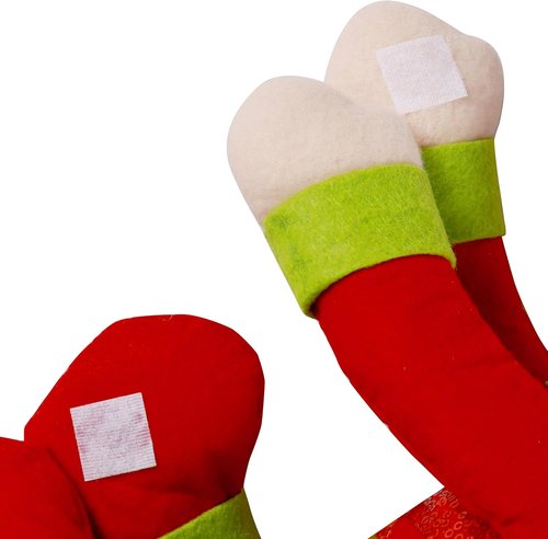 Elf | Tree Topper Christmas Decorations - Unique Plush Elf Hugger Decor for Trees & Wine Bottles - Red & Green