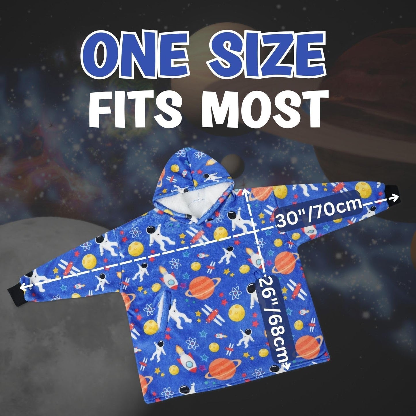 Huglanket Space Gifts, Oversized Wearable Blanket Hoodies, 27 Inches Length, Gifts for Birthday, Christmas, and so on