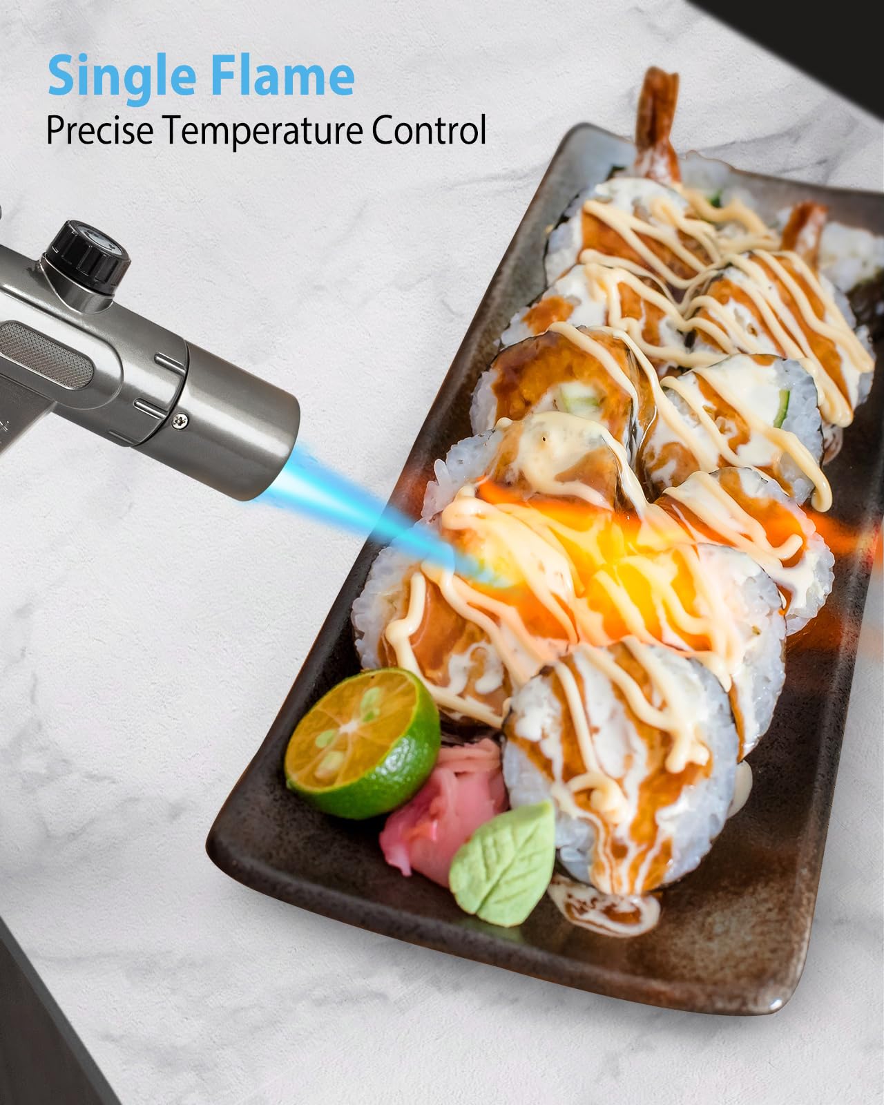 RONXS Torch Lighter, Refillable Kitchen Butane Torch, Cooking Torch with Safety Lock and Adjustable Single/Dual Flame for Creme Brulee, BBQ, Baking, Crafts and Soldering (Butane Gas Not Included)
