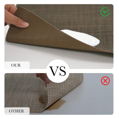 BACKTOEDEN Leakproof Placemats Set of 6, 2-Layer Waterproof placemat for No More Stains, Heat-Resistant Easy Clean Vinyl Table Place Mats for Kitchen Dining Indoor Outdoor, Dark Brown