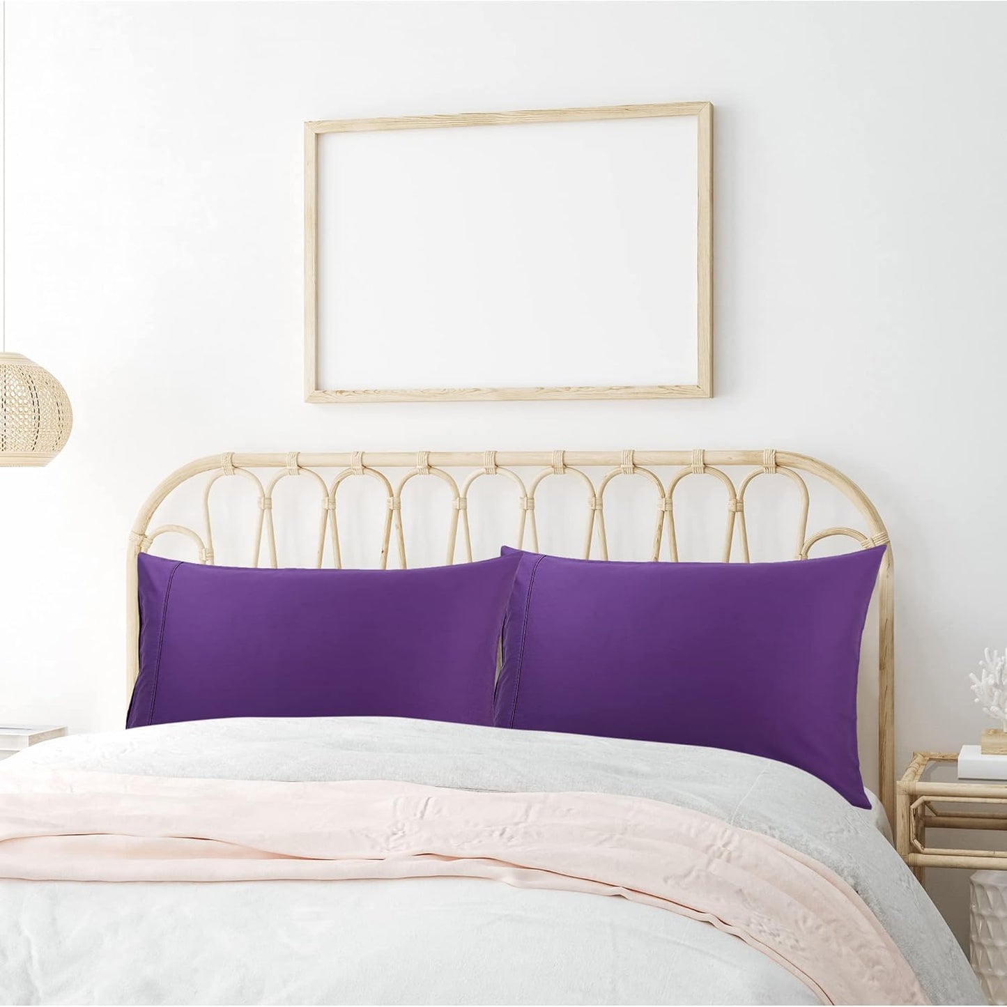 PiccoCasa Grape Pillow Cases - Super Soft 100% Cotton Bed Pillow Covers | Standard Size Set of 2 (20"x26")