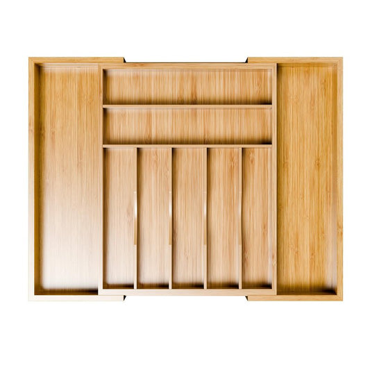 Simple Trending Bamboo Kitchen Drawer Organizer, Expandable Silverware Organizer, Utensil Cutlery Tray for Flatware, Natural