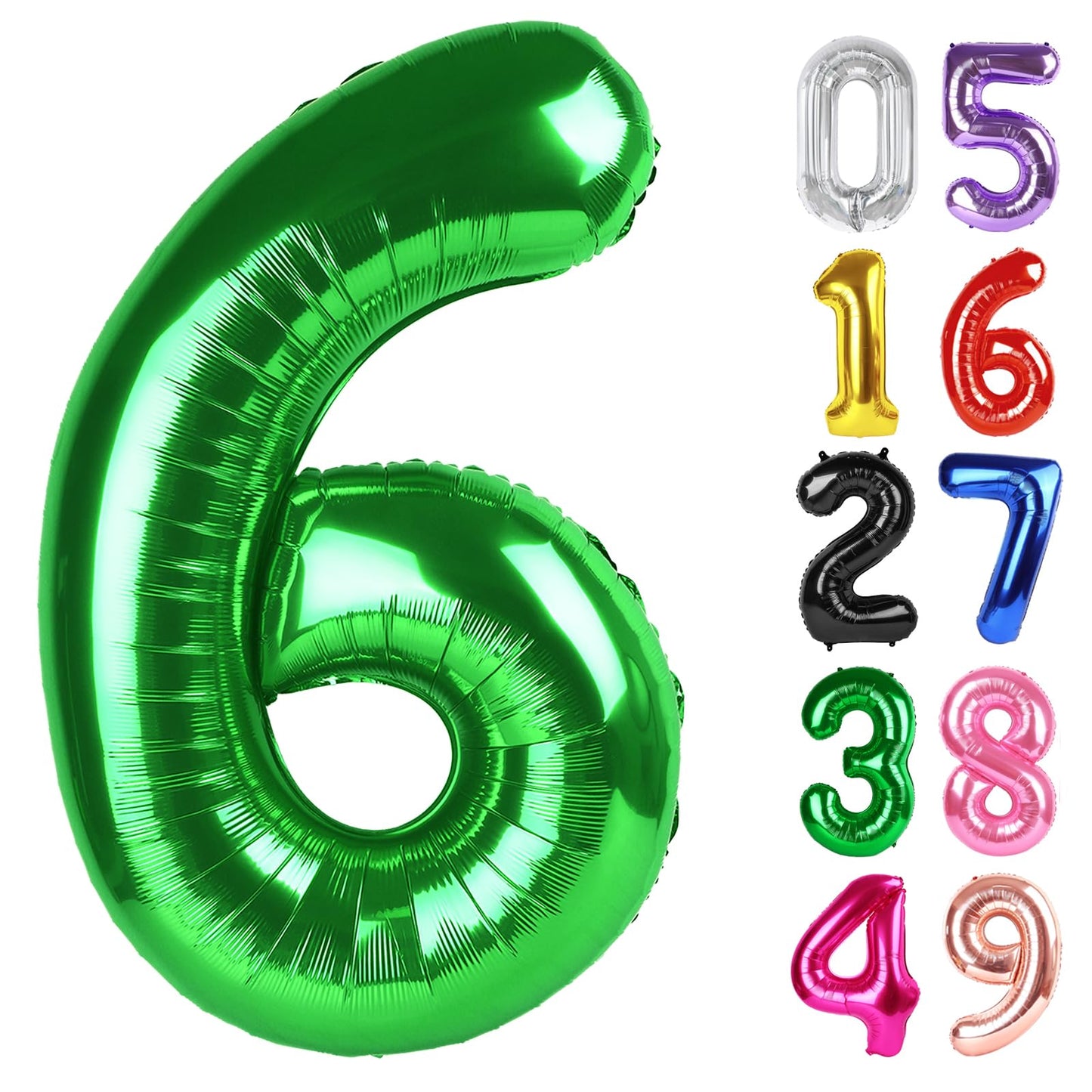 Dark Green Number 6 Balloon 40 Inch, 6th Birthday Party Decorations for Children, Giant 6 Foil Balloon for Party Supplies