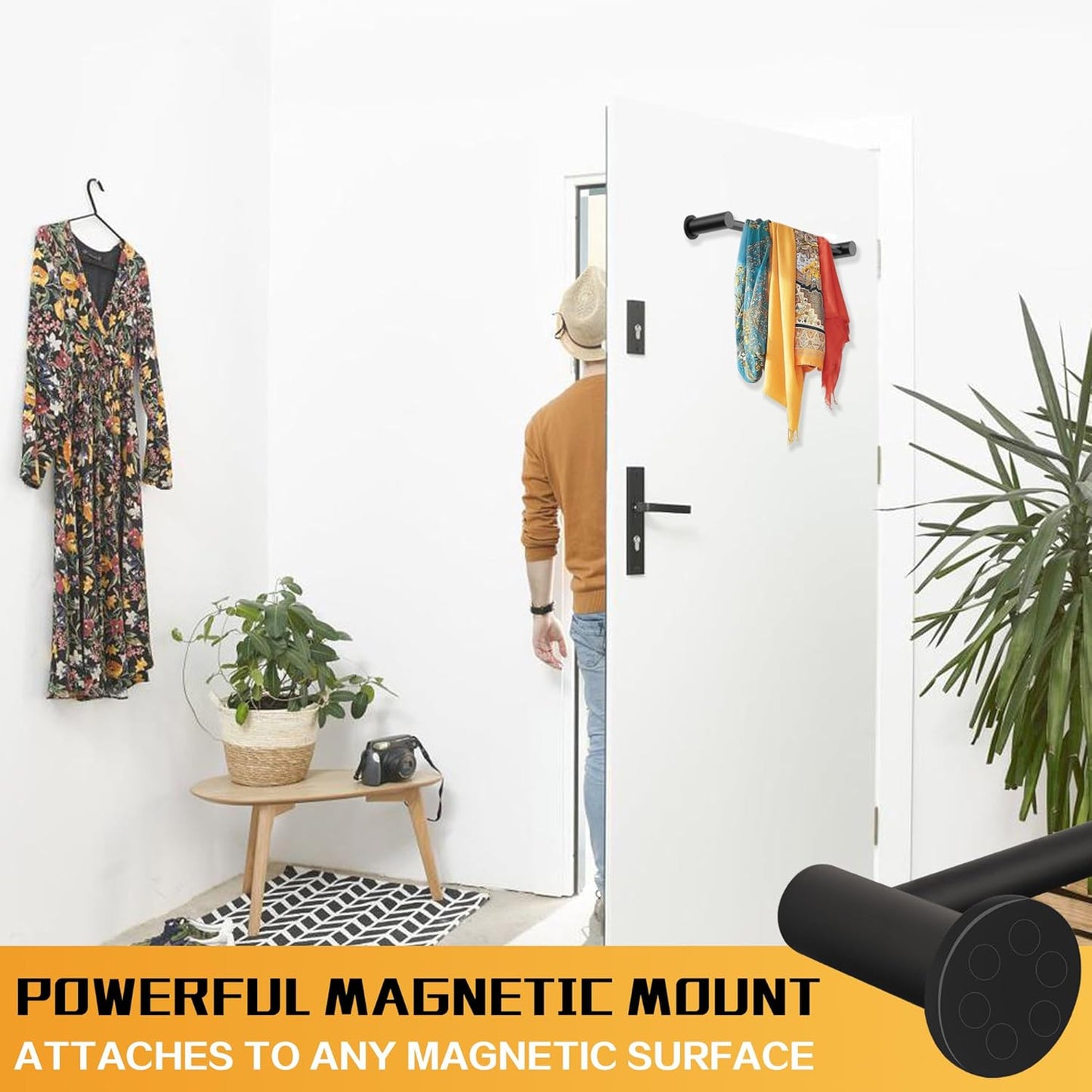 ULIBERMAGNET Magnetic Towel Holder - Adjustable Length Non-Slip Bar for Whiteboards & Refrigerators | 2 Pack