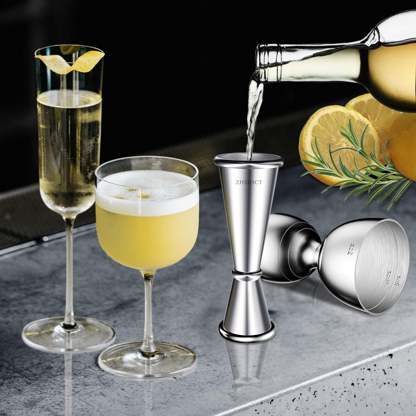 2 Pack Jigger for Bartending，Premium Bell Jigge and Japanese Jiggers,Double cocktail Jigger Premium 304 Stainless Steel jigger 2 0Z 1OZ with Measurements inside