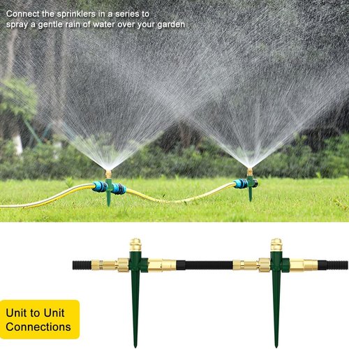 FANHAO 2-Pack Metal Lawn Sprinkler - Automatic 360° Irrigation System for Large Yard Coverage