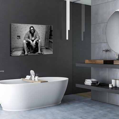 Funny Bathroom Wall Decor | 90s Movie Posters Black and White Art - Humorous Toilet Signs 16x24 in