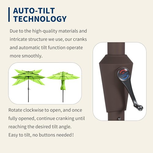 9FT Patio Umbrella by [Brand Name] - Auto Tilt & Crank | Sturdy 8-Rib Design for Garden & Pool