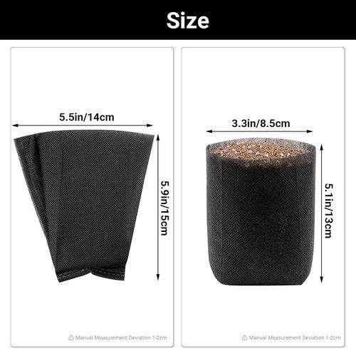 Black Plant Grow Bags - Breathable Non-Woven Fabric for Seedlings | Pack of 200, 5.5x5.9 Inches