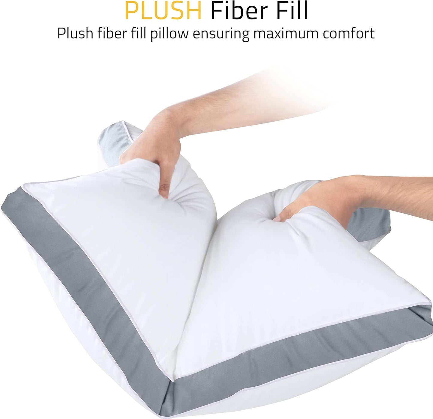 Utopia Bedding Bed Pillows - Soft & Fluffy Down Alternative | Standard Size Grey, Set of 2