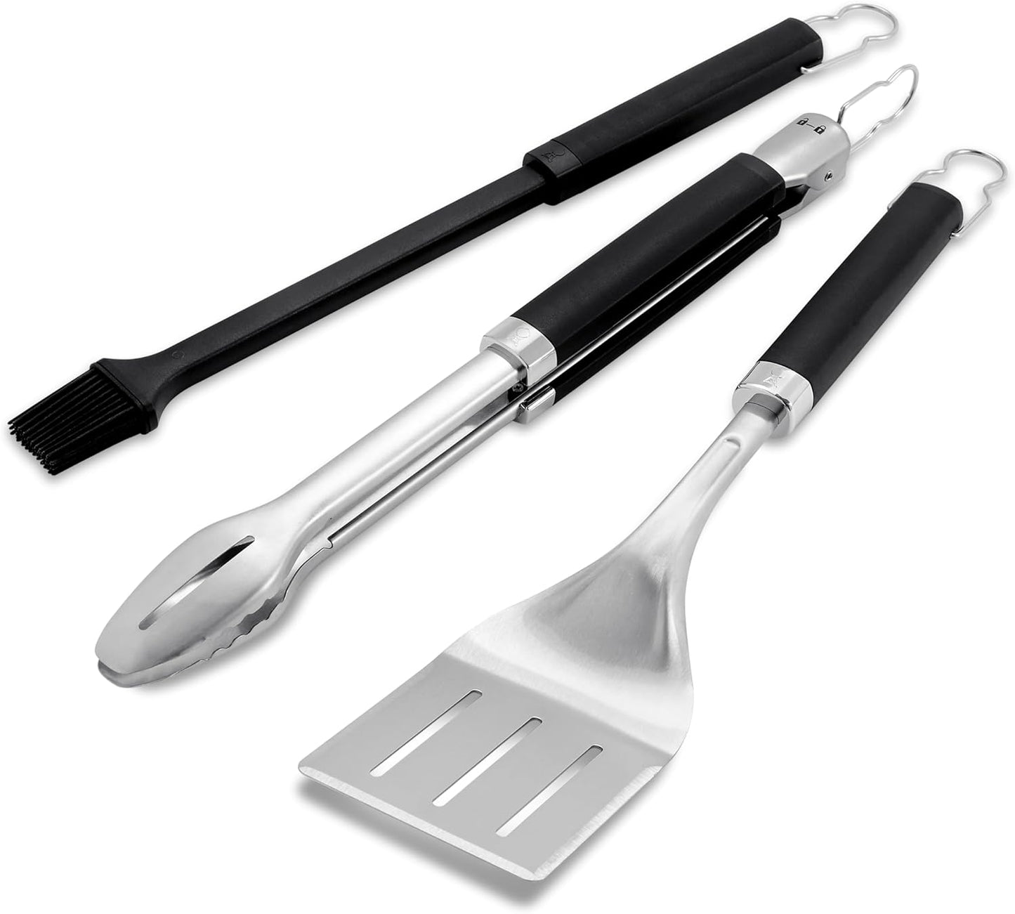 Weber Precision Grilling Tool Set - Stainless Steel Tongs, Spatula & Silicone Brush | Non-Slip Handles