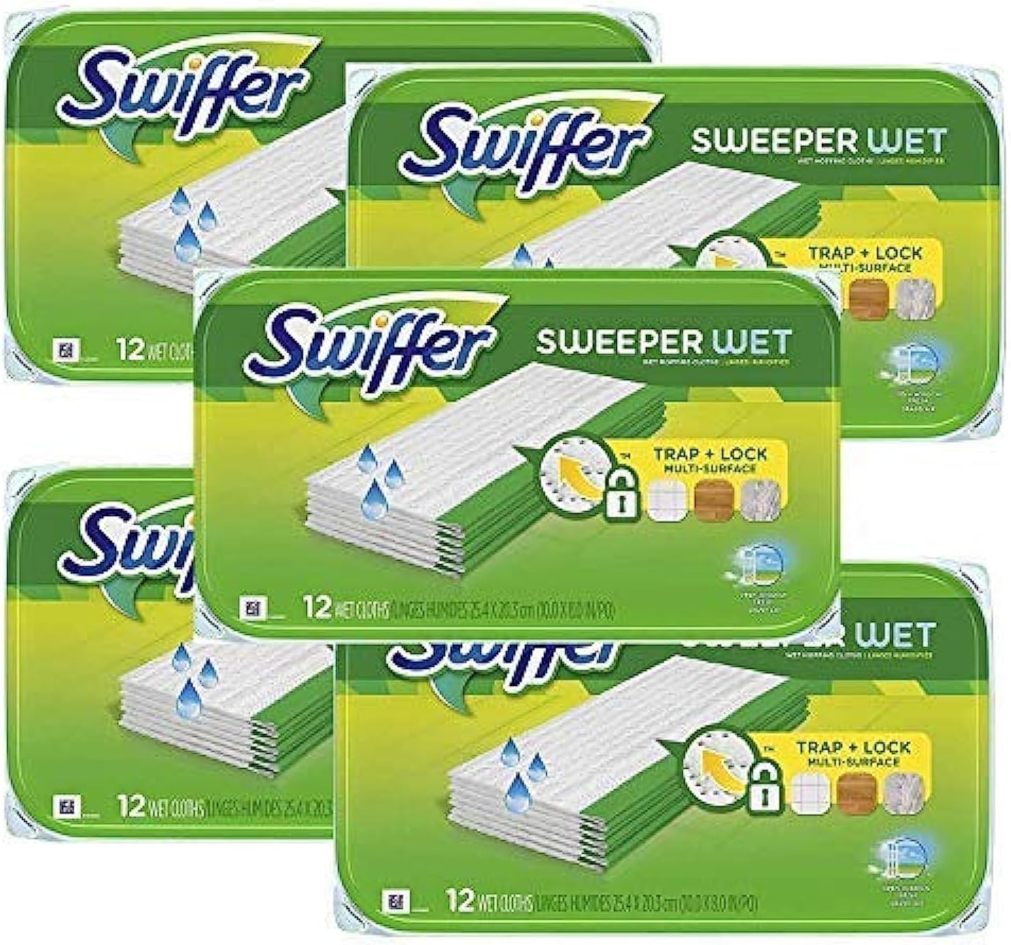 Swiffer Sweeper Wet Mopping Pad Refills - Open Window Fresh Scent, 12 Count | 5 Pack